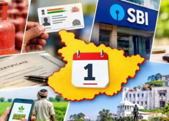 Representative AI Generated image showing key Bihar rule changes from October 1, including LPG, Aadhaar, SBI banking and property tax
