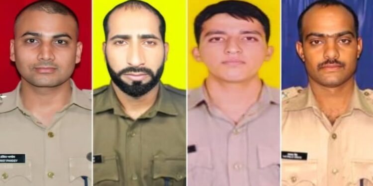 CISF personnel Ankit Kumar Pandey, Laxman Singh, Rafiq Ahmad and Sandeep Kumar, who were killed in the Kathua camp firing in Jammu and Kashmir