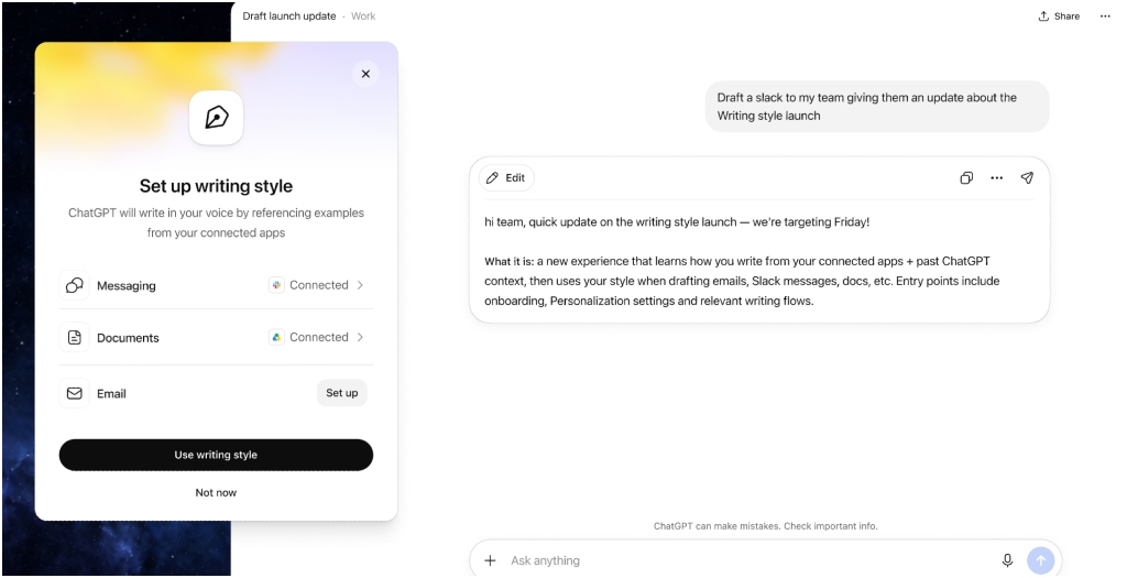 OpenAI Introduces Writing Styles Feature To Help ChatGPT Mimic Users’ Writing