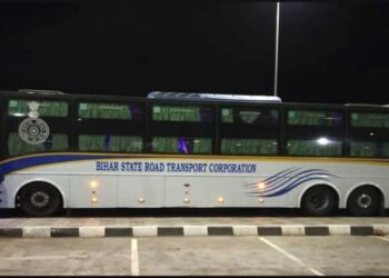 BSRTC bus representing new interstate bus routes between Bihar and Uttar Pradesh