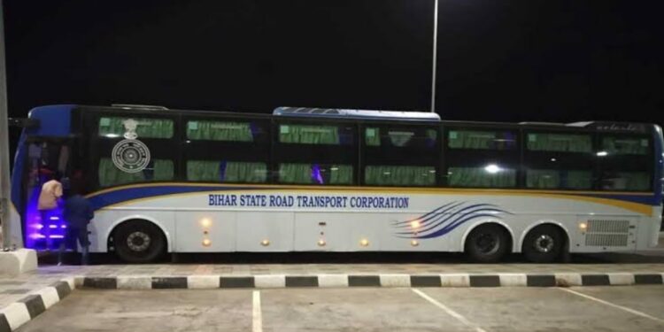 BSRTC bus representing new interstate bus routes between Bihar and Uttar Pradesh