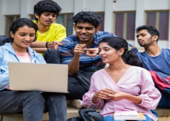 PhD research scholars and university officials at a Bihar university