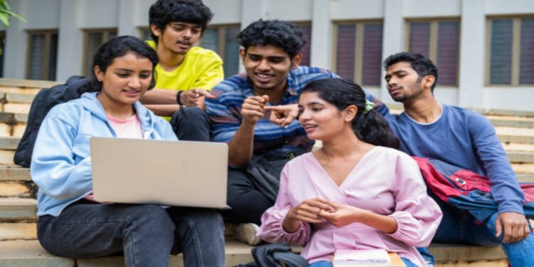 PhD research scholars and university officials at a Bihar university