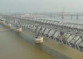 New Mokama rail bridge over the Ganga in Bihar during ongoing work to connect it with the existing railway network