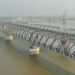 New Mokama rail bridge over the Ganga in Bihar during ongoing work to connect it with the existing railway network