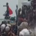 people jump in floodwater as ration reach on boat in Manas area of Danapur in Bihar