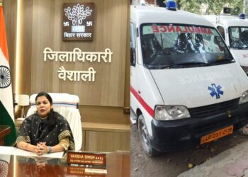 Vaishali District Magistrate Varsha Singh, as the district administration strengthens healthcare services in Raghopur following the deaths of 13 children.