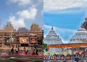 Jagannath Temple-inspired Durga Puja pandal at Etwarpur in Patna