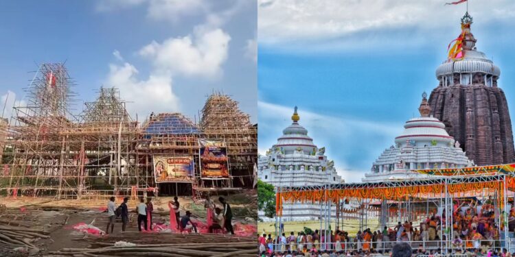 Jagannath Temple-inspired Durga Puja pandal at Etwarpur in Patna