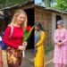 British NGO representative Andrea Connolly during a village visit in Purnia, Bihar, in a video falsely circulated as a Russian woman’s marriage story.