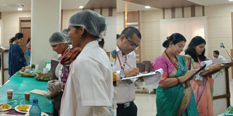 Students take part in a protein-rich cooking competition at Patna Women’s College