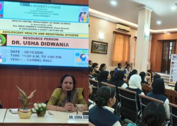 Students attend a guest lecture on adolescent health and menstrual hygiene at Patna Women’s College