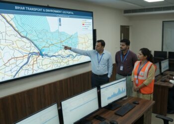AI Generated Representative image of a digital map showing roads, railway lines and bridges, illustrating Bihar’s planned GIS-based transport infrastructure mapping initiative.