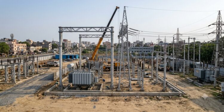AI Generated Representative Image Of Power substation construction in Patna to improve electricity supply and reduce overloading