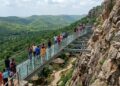 AI Generated Representative image of a natural tourism destination in Bihar, illustrating plans for a cliff walk in Rajgir