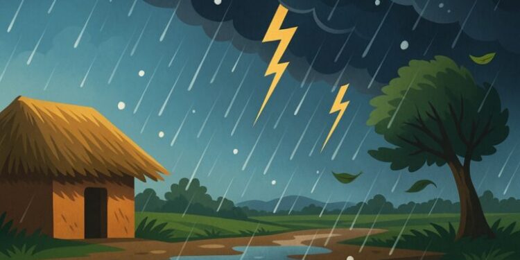 Representative image of dark rain clouds and thunderstorms over Bihar