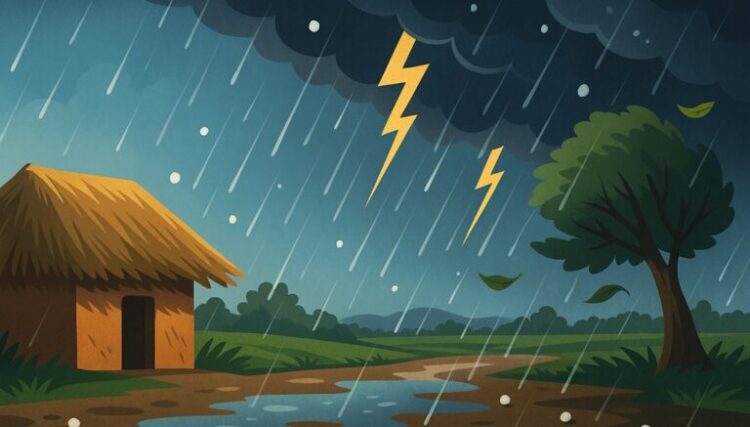 Representative image of dark rain clouds and thunderstorms over Bihar