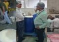 Food safety officials inspecting food products during a food safety drive in Bihar, including inspections in Patna