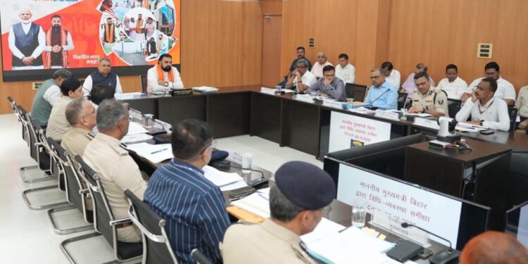 Bihar CM Samrat Choudhary chairs a high-level law-and-order review meeting with senior police and administrative officials.
