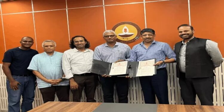 BSSA and IIT Madras representatives during the MoU signing to use AI and data analytics for sports talent identification in Bihar