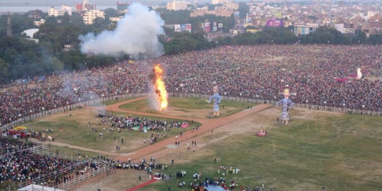 Gandhi Maidan in Patna, where the 2026 Ramlila Festival will feature giant effigies and a Ravan effigy-burning ceremony on October 20.