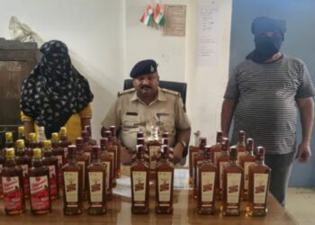 GRP constable and woman home guard arrested in Hajipur for allegedly concealing liquor recovered from the Garib Rath Express.