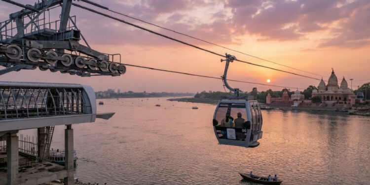 Representative image of a proposed ropeway over the Ganga connecting Patna towards Harihar Nath Temple in Sonpur