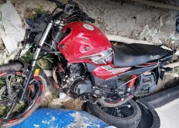 motorcycle involved in a road accident on the Mokama four-lane