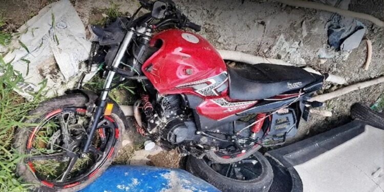 motorcycle involved in a road accident on the Mokama four-lane