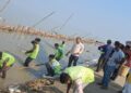 Patna Municipal Corporation’s arrangements for Durga idol immersion, including designated immersion ponds, safety barricades and sanitation measures at city ghats.