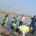 Patna Municipal Corporation’s arrangements for Durga idol immersion, including designated immersion ponds, safety barricades and sanitation measures at city ghats.